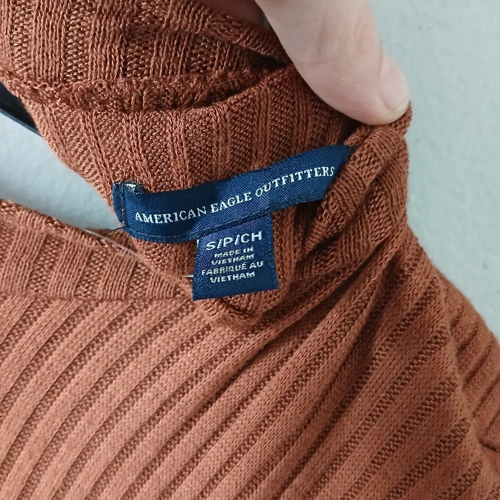 American Eagle Outfitters Women's Size Small Brown Mini‎ Knit Dress Keyhole Back